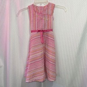 Thomas Vintage Girl's 6x Sleeveless Full Length Pink Floral Spring Summer Dress
